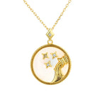 Zodiac Coin Pendant Necklace 925 Sterling Silver Gold