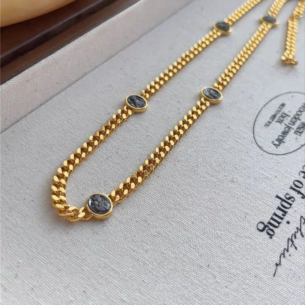 Athena Multi Coin 925 Sterling Silver Necklace