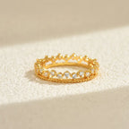 Crown Ring 925 Sterling Silver Cubic Zirconia Beaded Edge Design