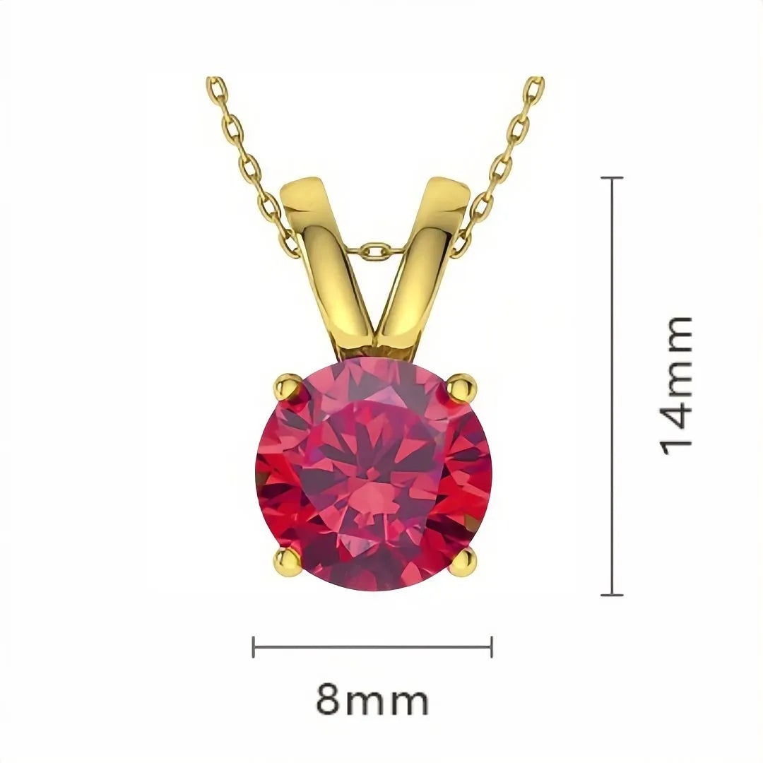 925 Sterling Silver Birthstone Solitaire Pendant Necklace for Women with Cubic Zirconia