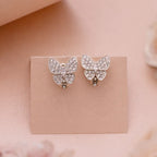925 Sterling Silver Cubic Zirconia Framed Butterfly Earrings