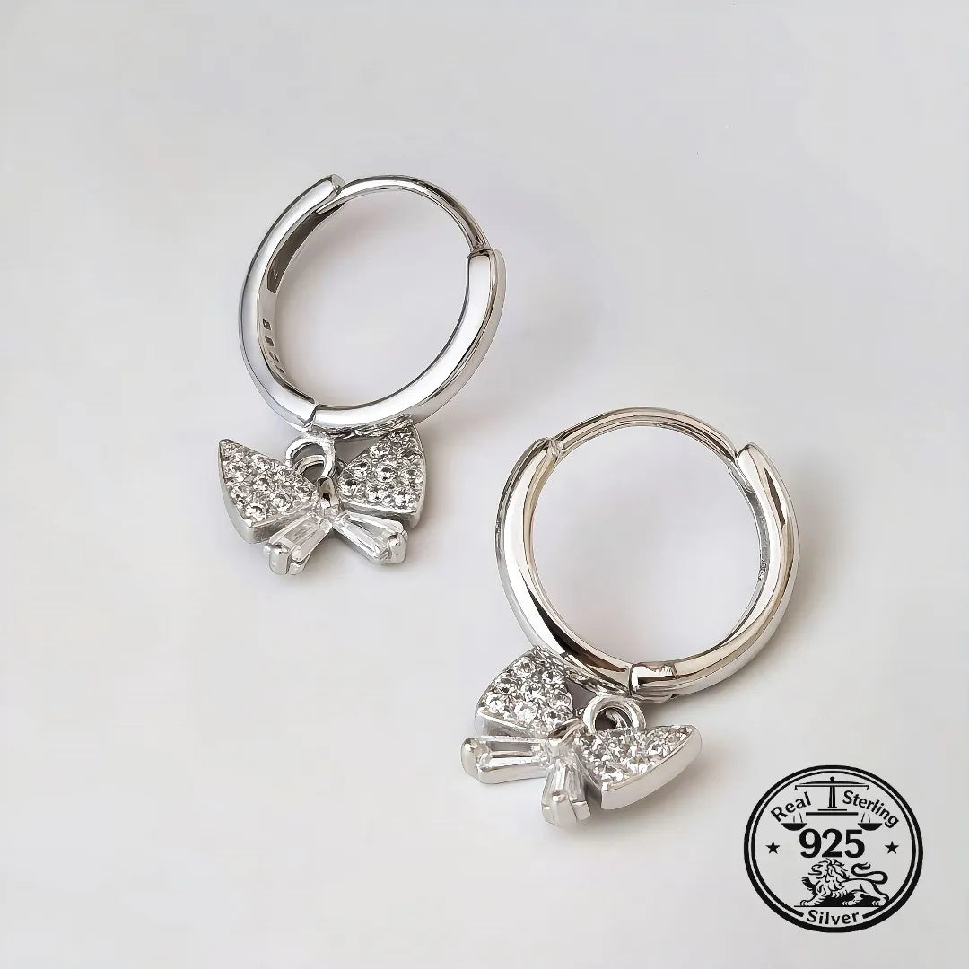 925 Sterling Silver Butterfly Hoop Earrings with Butterfly Charm