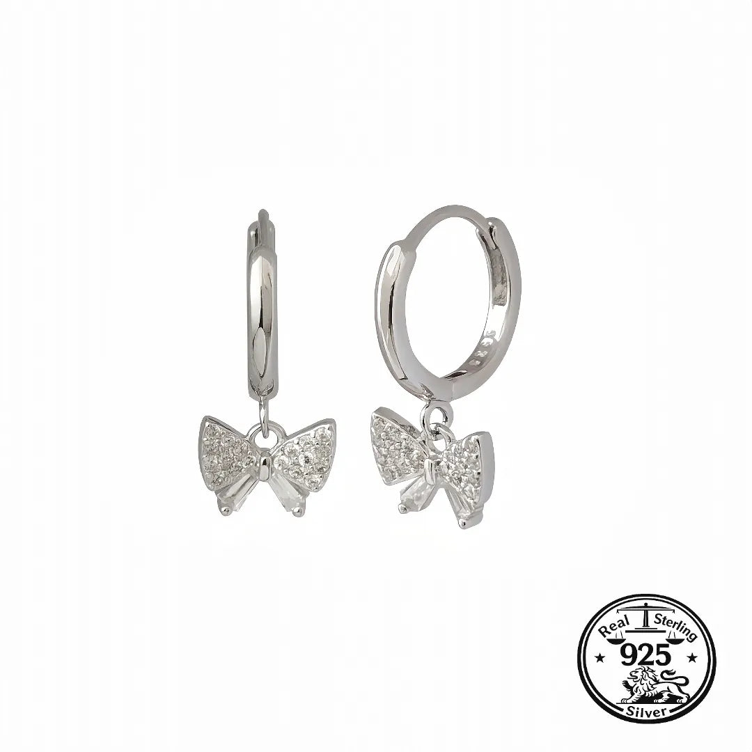 925 Sterling Silver Butterfly Hoop Earrings with Butterfly Charm
