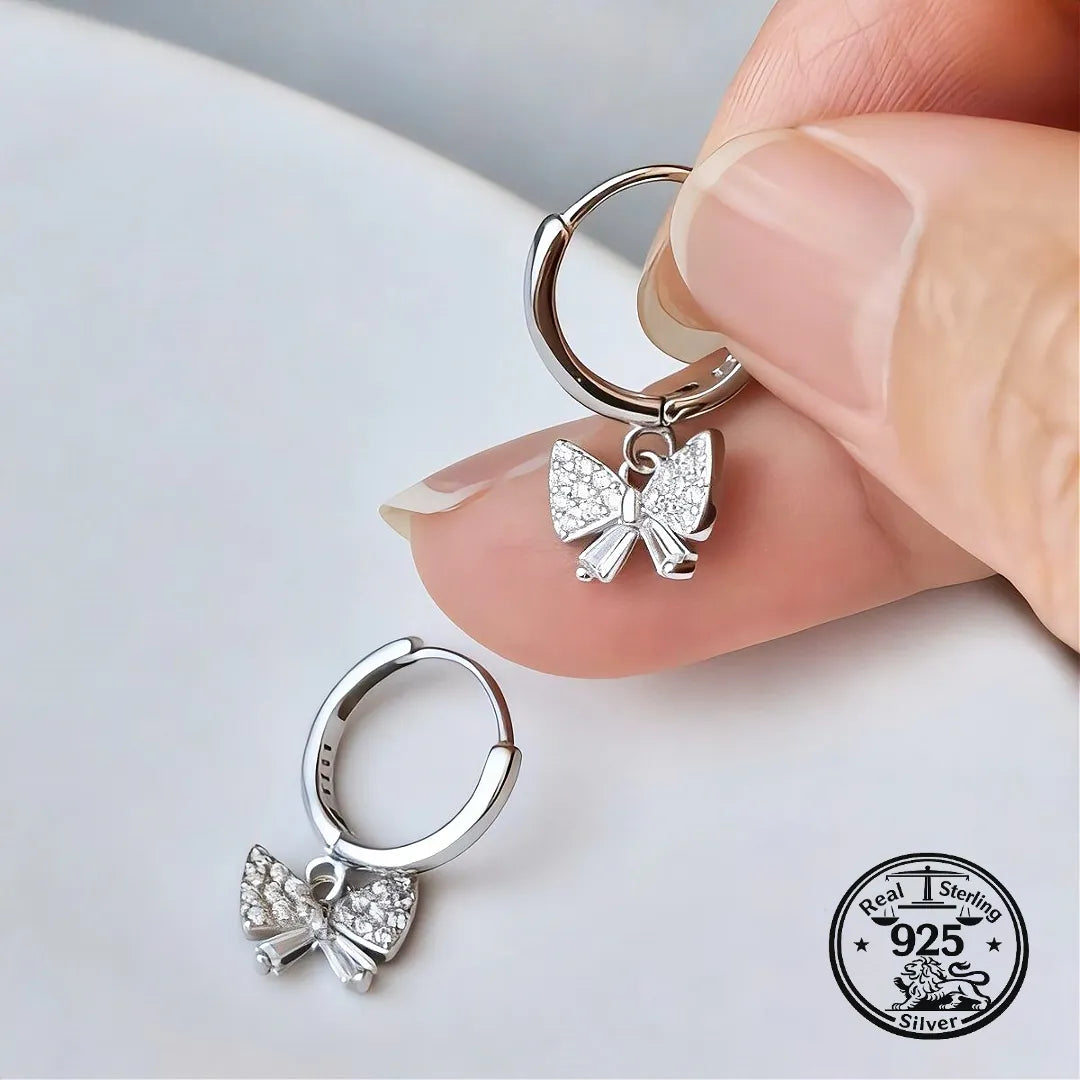925 Sterling Silver Butterfly Hoop Earrings with Butterfly Charm