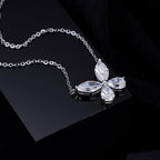 Butterfly Necklace 925 Sterling Silver Four Stone