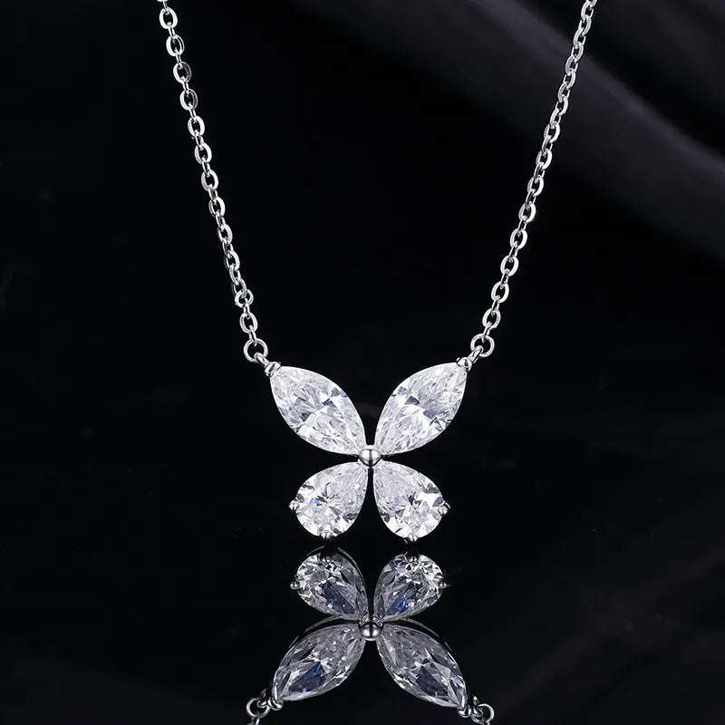 Butterfly Necklace 925 Sterling Silver Four Stone