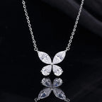 Butterfly Necklace 925 Sterling Silver Four Stone