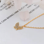 925 Sterling Silver Butterfly Necklace with Cubic Zirconia Pendant for Women