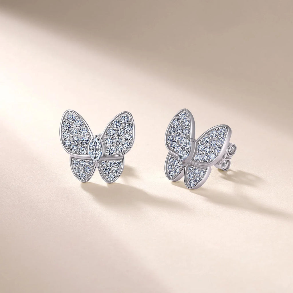 Marquise Butterfly Stud Earrings in 925 Sterling Silver