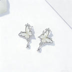 Butterfly Stud Earrings in 925 Sterling Silver with Mother of Pearl