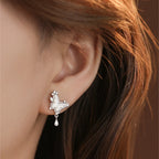 Butterfly Stud Earrings in 925 Sterling Silver with Mother of Pearl