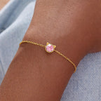 925 Sterling Silver Birthstone Bracelet with Cat Cubic Zirconia for Women
