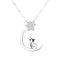 Cat Necklace 925 Sterling Silver Crescent Moon And Star Pendant