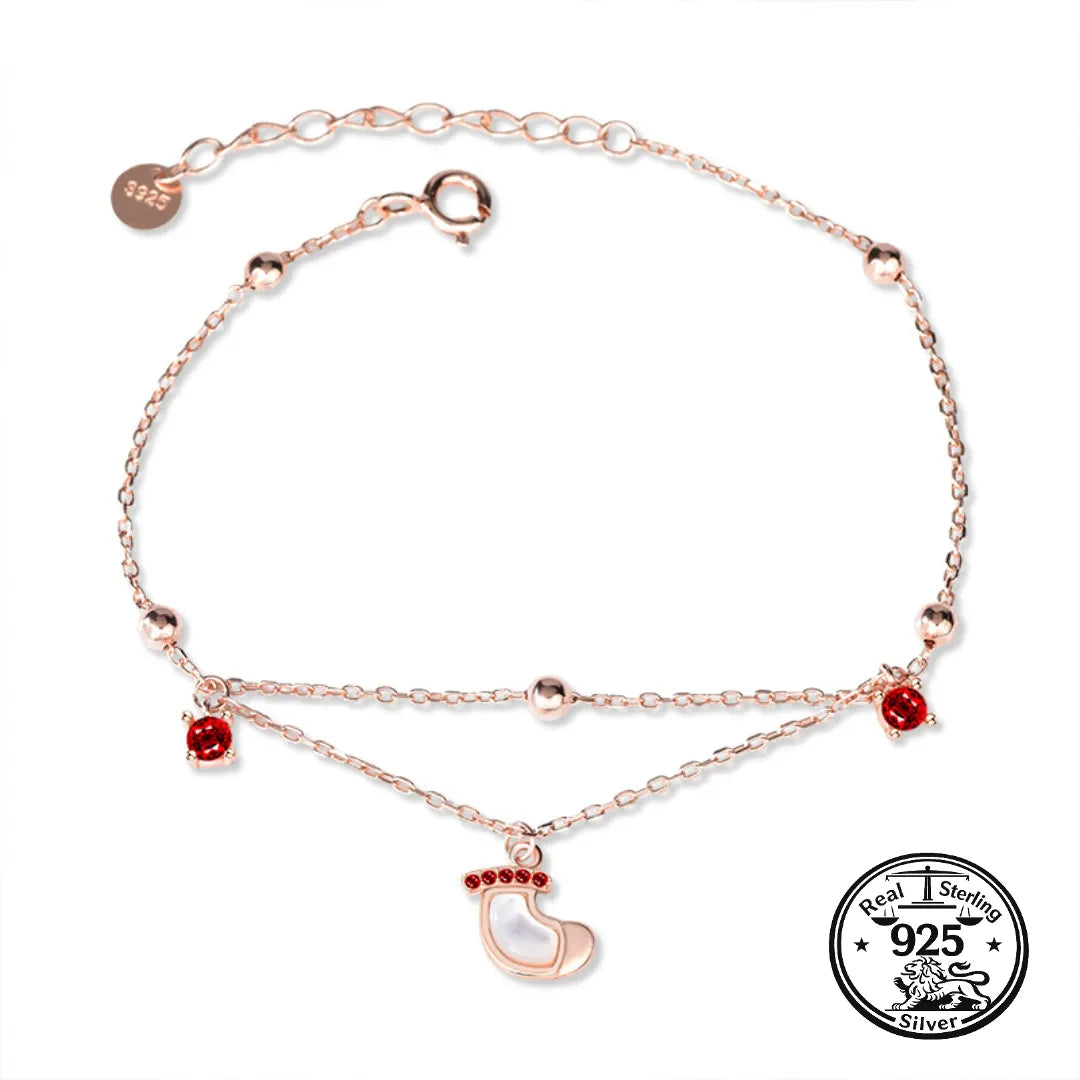 925 Sterling Silver Christmas Bracelet with Stocking Charm