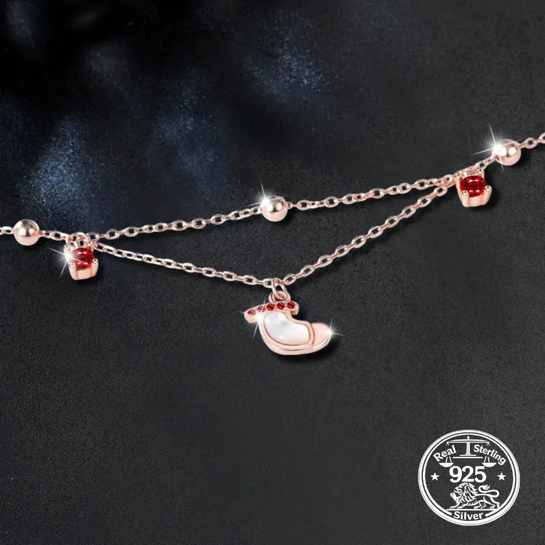 925 Sterling Silver Christmas Bracelet with Stocking Charm