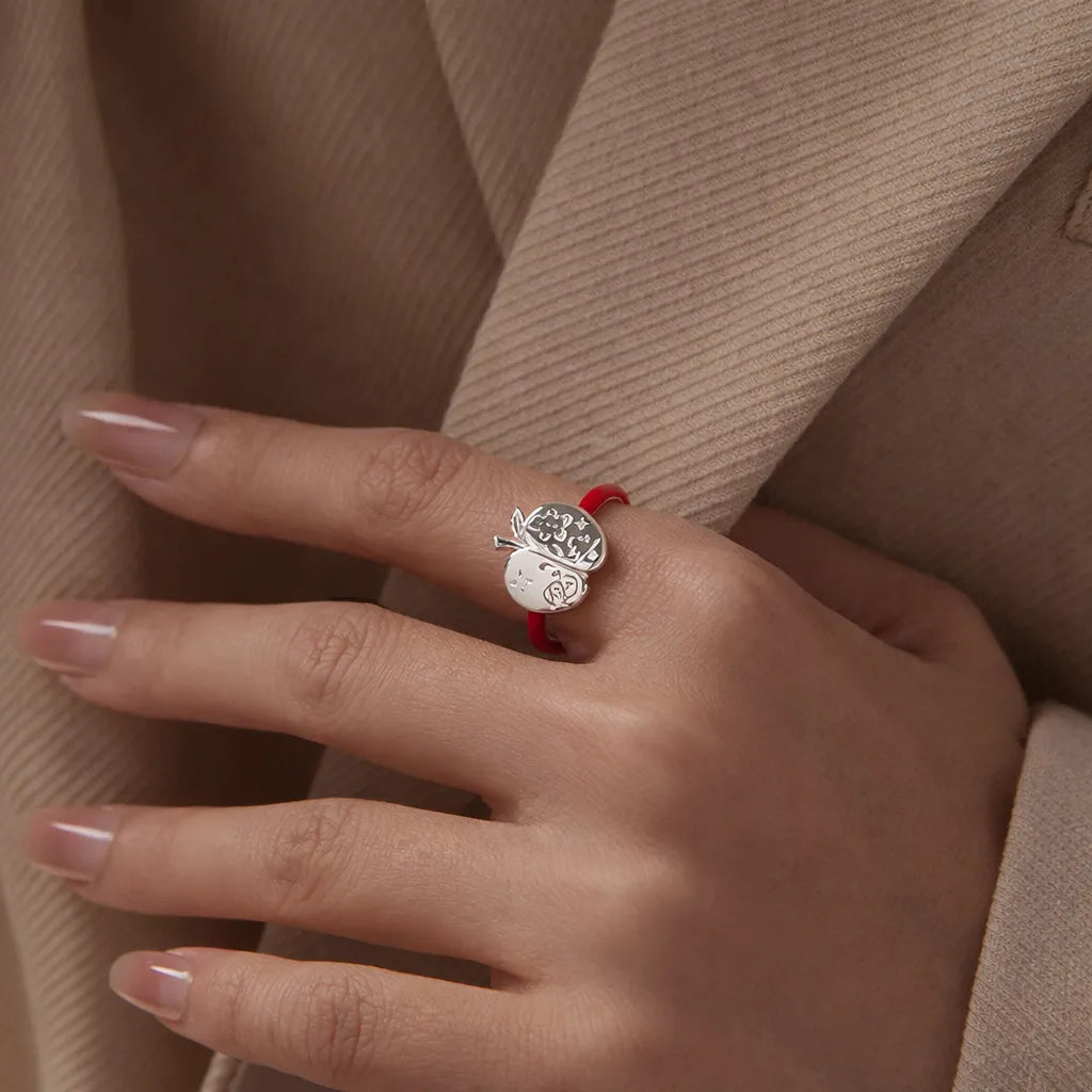 Christmas Apple Ring in 925 Sterling Silver