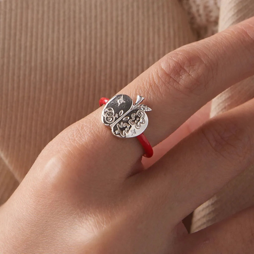 Christmas Apple Ring in 925 Sterling Silver