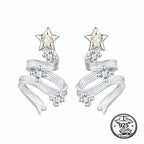 Christmas Tree Earrings 925 Sterling Silver Star Top