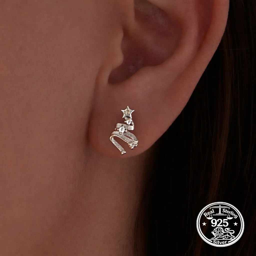 Christmas Tree Earrings 925 Sterling Silver Star Top
