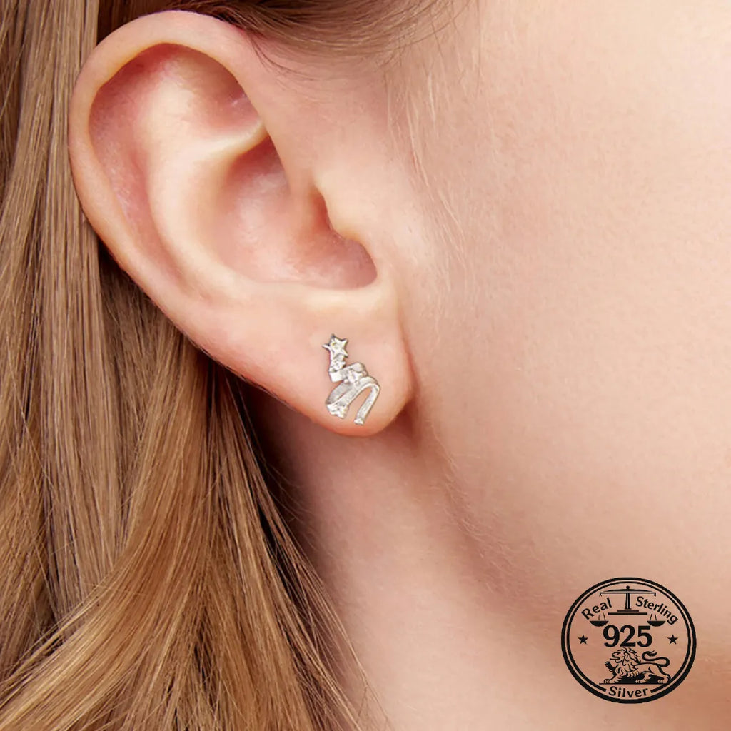 Christmas Tree Earrings 925 Sterling Silver Star Top