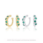Clip On Earrings 925 Sterling Silver Green Cubic Zirconia