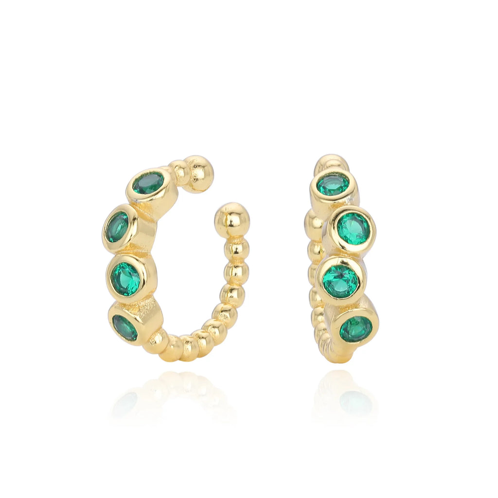 Clip On Earrings 925 Sterling Silver Green Cubic Zirconia