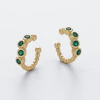 Clip On Earrings 925 Sterling Silver Green Cubic Zirconia