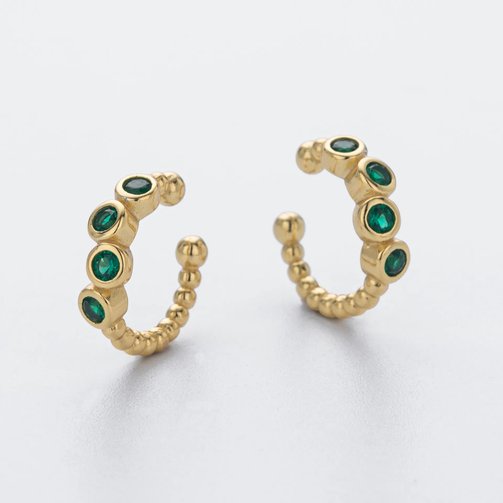 Clip On Earrings 925 Sterling Silver Green Cubic Zirconia