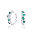 Clip On Earrings 925 Sterling Silver Green Cubic Zirconia