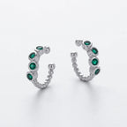 Clip On Earrings 925 Sterling Silver Green Cubic Zirconia