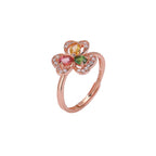 Clover Ring in 925 Sterling Silver with Tourmaline and 18K Rose Gold Plating
