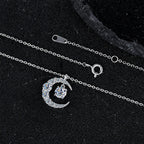 Crescent Moon Necklace 925 Sterling Silver 0.50 Ct Moissanite