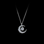 Crescent Moon Necklace 925 Sterling Silver 0.50 Ct Moissanite