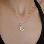 Crescent Moon Necklace 925 Sterling Silver Front Toggle Clasp