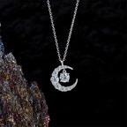 Crescent Moon Necklace 925 Sterling Silver 0.50 Ct Moissanite