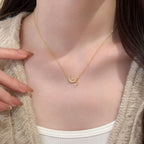 Crescent Moon Necklace With Star 925 Sterling Silver Cubic Zirconia Prong-Set Star Charm