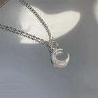Crescent Moon Necklace 925 Sterling Silver Front Toggle Clasp