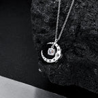 Crescent Moon Necklace 925 Sterling Silver 0.50 Ct Moissanite