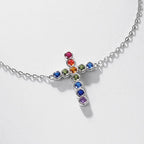 925 Sterling Silver Multicolor Cross Bracelet