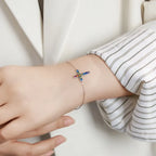 925 Sterling Silver Multicolor Cross Bracelet