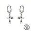 Cross Drop Earrings in 925 Sterling Silver with Textured Hoops