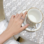 Crown Band Ring 925 Sterling Silver Cubic Zirconia Irregular Edge Design