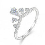 Crown Ring 925 Sterling Silver Moissanite Five Point Tiara Design