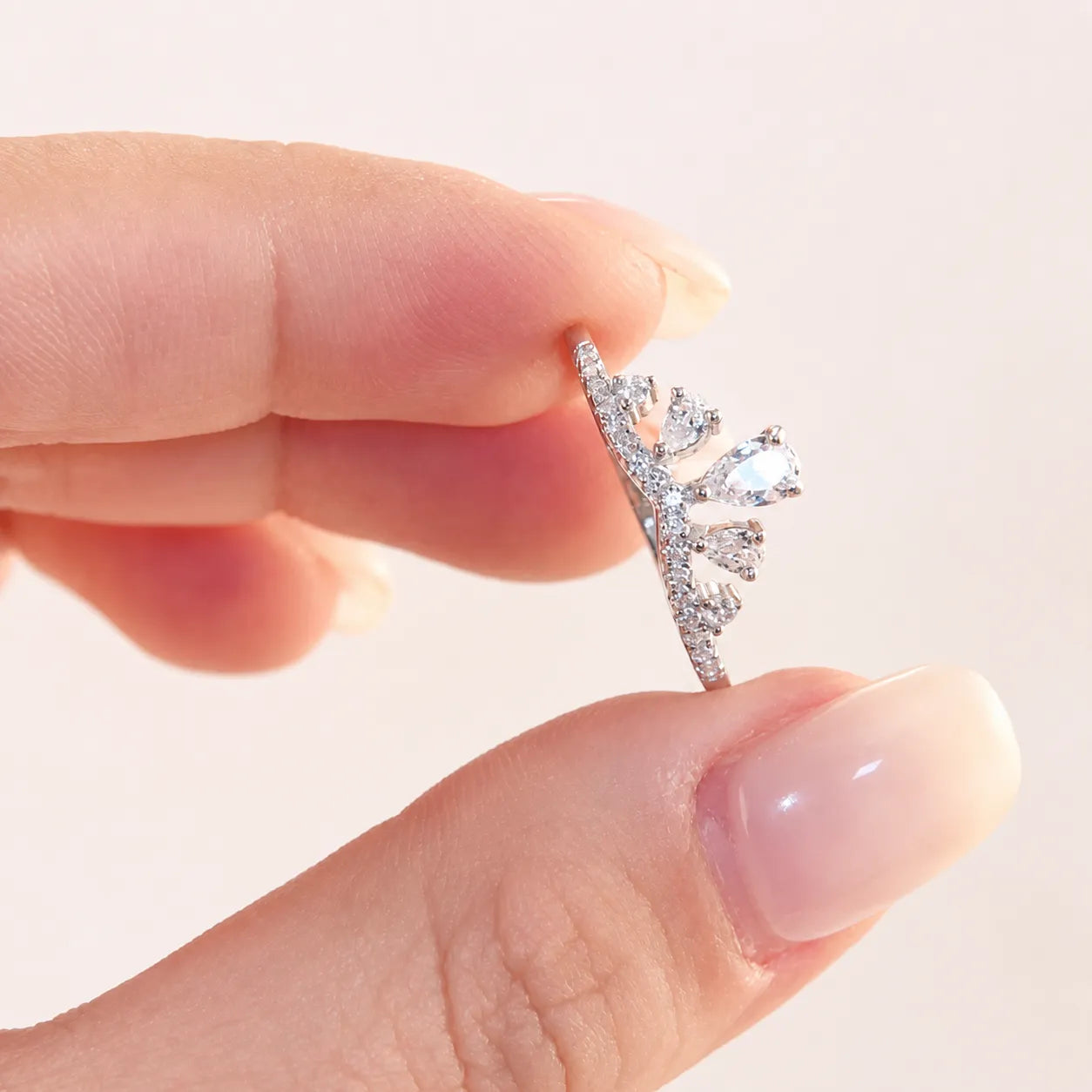 Crown Ring 925 Sterling Silver Moissanite Five Point Tiara Design