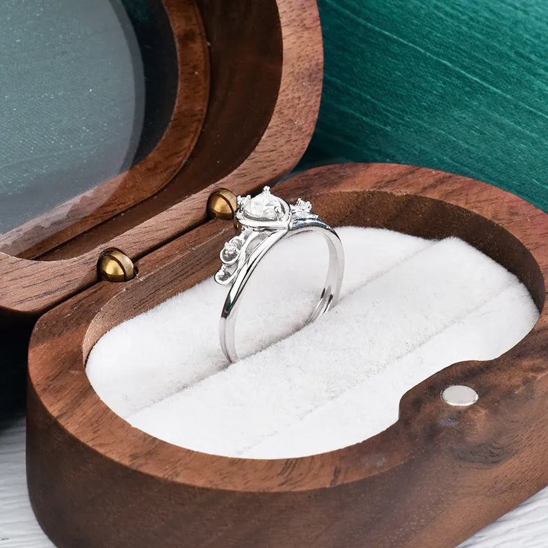 Heart Cut Moissanite Ring 925 Sterling Silver Crown Setting