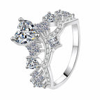 Heart Cut Moissanite Ring 925 Sterling Silver With Crown Setting