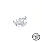 Crown Stud Earrings 925 Sterling Silver with Cubic Zirconia for Cartilage