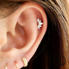 Crown Stud Earrings 925 Sterling Silver with Cubic Zirconia for Cartilage