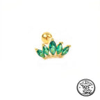 Crown Stud Earrings 925 Sterling Silver with Cubic Zirconia for Cartilage