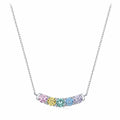 Cubic Zirconia Choker Necklace 925 Sterling Silver Colorful Five-Stone